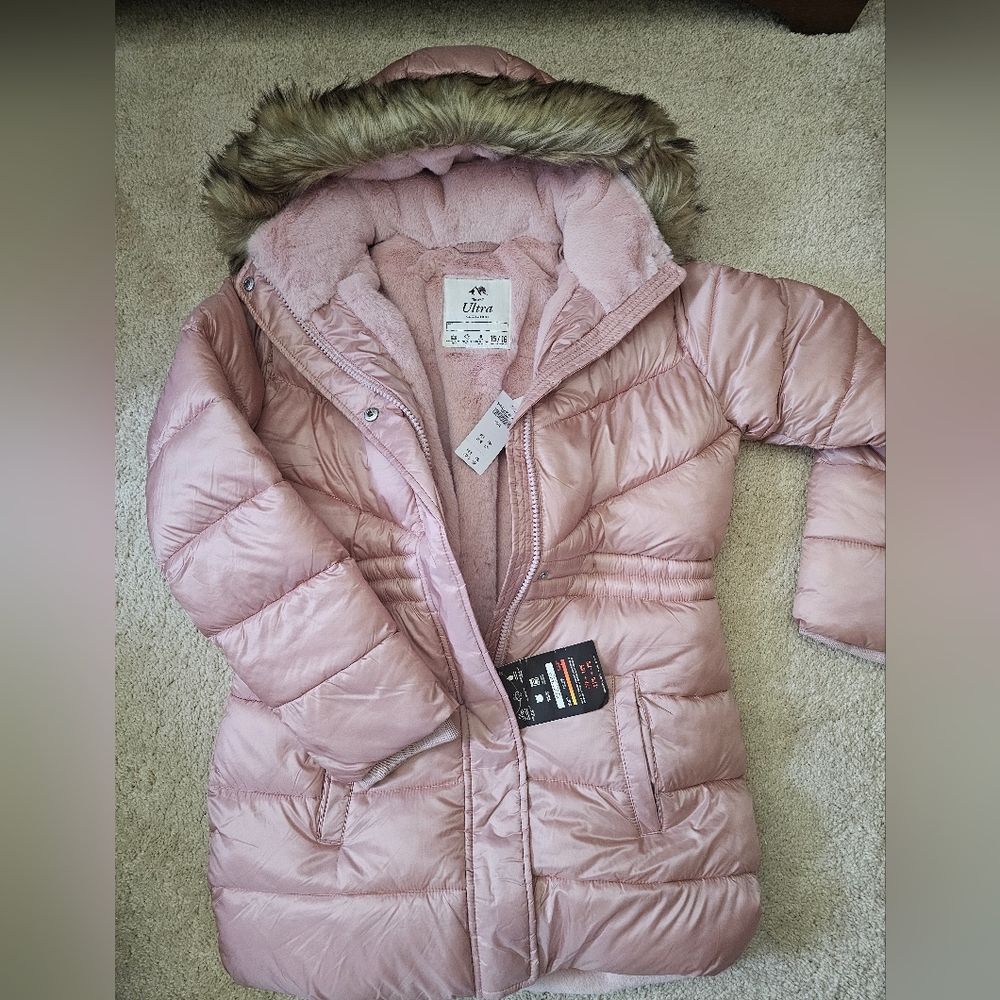 Abercrombie Girls (Women's XS/S) Faux Fur Lined Ultra Puffer Fur Parka 15/16